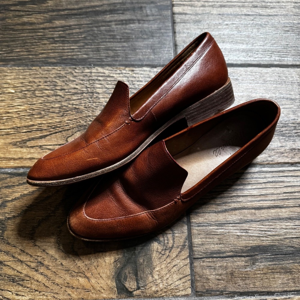 Madewell The Frances Loafer English Saddle Brown Leather Pointed Toe Shoes 9